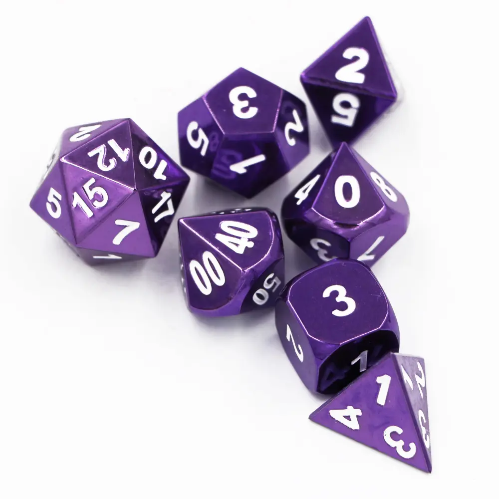 IMDG 7pcs/set Creative RPG Game Dice Polyhedron Metal Dice DND Electrophoresis Color Digital Game Dice
