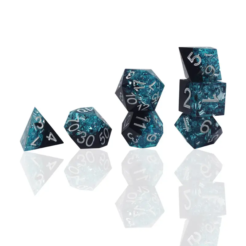 7Pcs/set High-grade DND Multi-sided Dice Two-color Transparent Yac Dice Set Crystal Dice Set