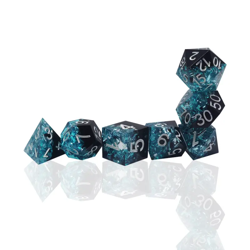 7Pcs/set High-grade DND Multi-sided Dice Two-color Transparent Yac Dice Set Crystal Dice Set