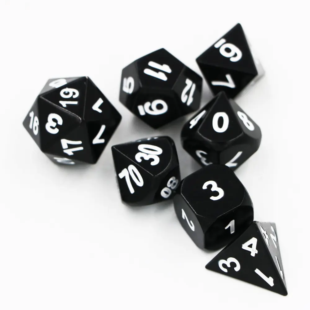 IMDG 7pcs/set Creative RPG Game Dice Polyhedron Metal Dice DND Electrophoresis Color Digital Game Dice