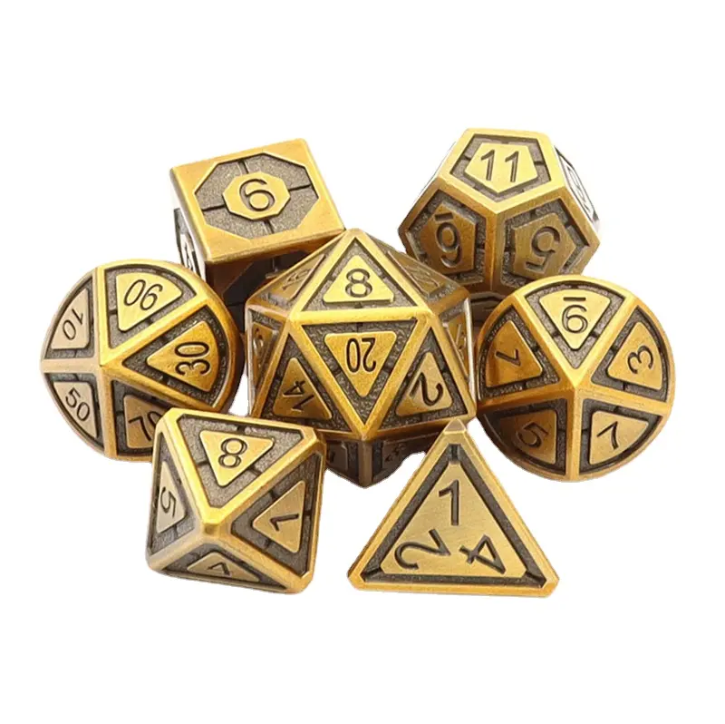 7Pcs/set Foreign Trade Hot Selling Chess and Card Entertainment Dice D4 D6, D8, D10, D12, D20 16MM Alloy Metal Dice