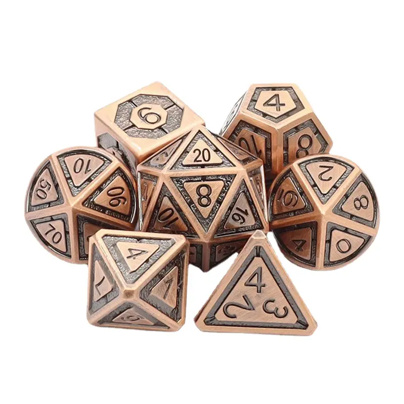 7Pcs/set Foreign Trade Hot Selling Chess and Card Entertainment Dice D4 D6, D8, D10, D12, D20 16MM Alloy Metal Dice