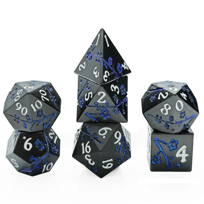 7Pcs/set Foreign Trade New Product Metal Solid Flower Polyhedral Dice Board Game Dice