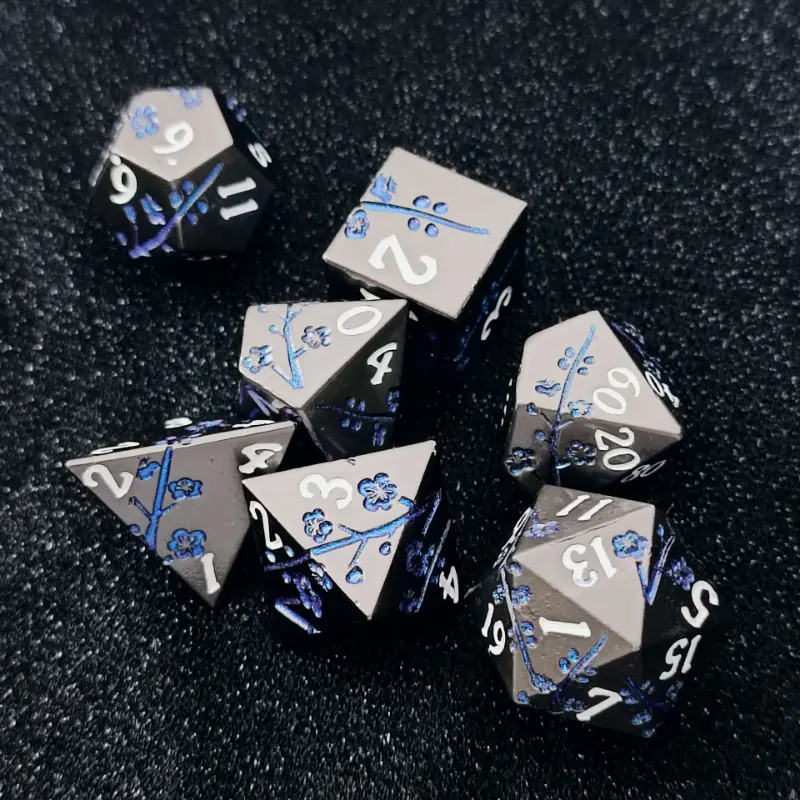 7Pcs/set Foreign Trade New Product Metal Solid Flower Polyhedral Dice Board Game Dice