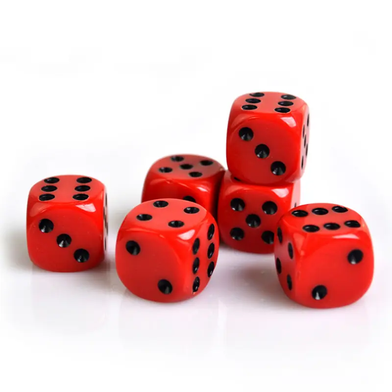 6pcs/pack New Acrylic Dice 16mm Red Black Round Corner High Quality Boutique Game Dice