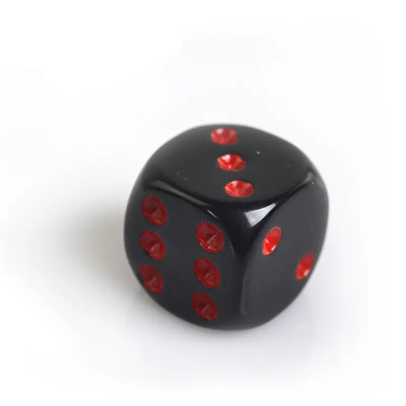 6pcs/pack New Acrylic Dice 16mm Red Black Round Corner High Quality Boutique Game Dice