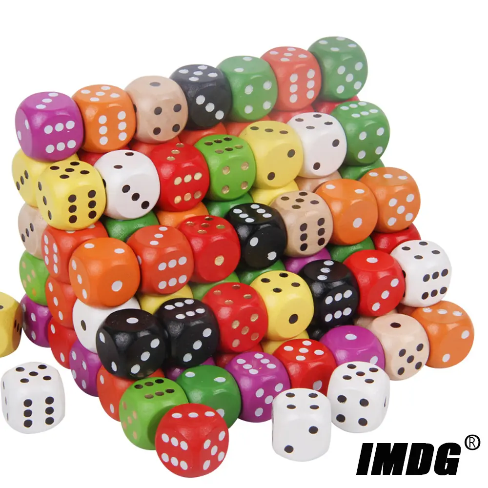 10pcs/pack Wood Dice 16mm Colorful Solid Wooden Dot Game Rounded Dice Drinking Mahjong Dice
