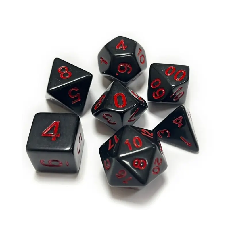 7Pcs/set 2023 New Foreign Trade Product Classic Color Multi Sided Dice Black Red Oil