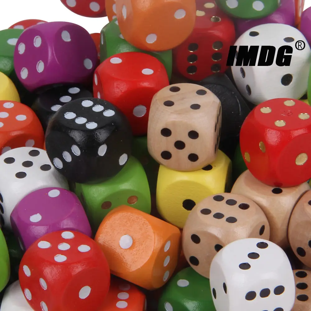 10pcs/pack Wood Dice 16mm Colorful Solid Wooden Dot Game Rounded Dice Drinking Mahjong Dice