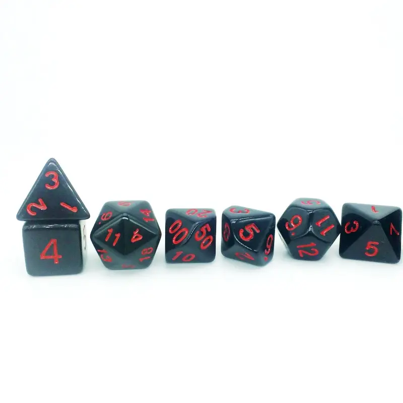7Pcs/set 2023 New Foreign Trade Product Classic Color Multi Sided Dice Black Red Oil