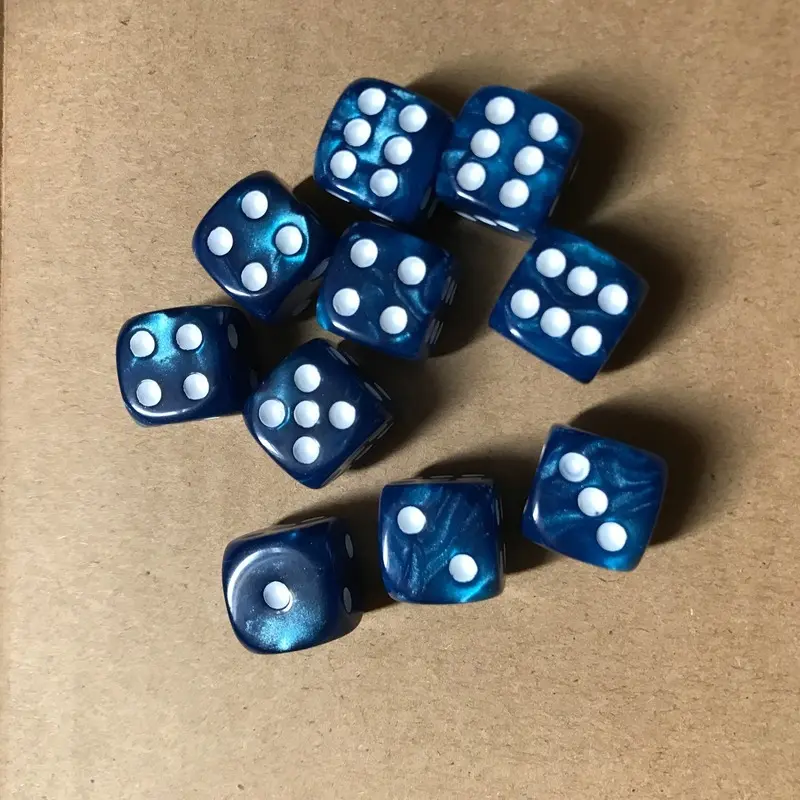 10Pcs/set Foreign Trade Hot Selling 16mm Rounded Pearl Pattern Point Number Dice Regular Digital Dice