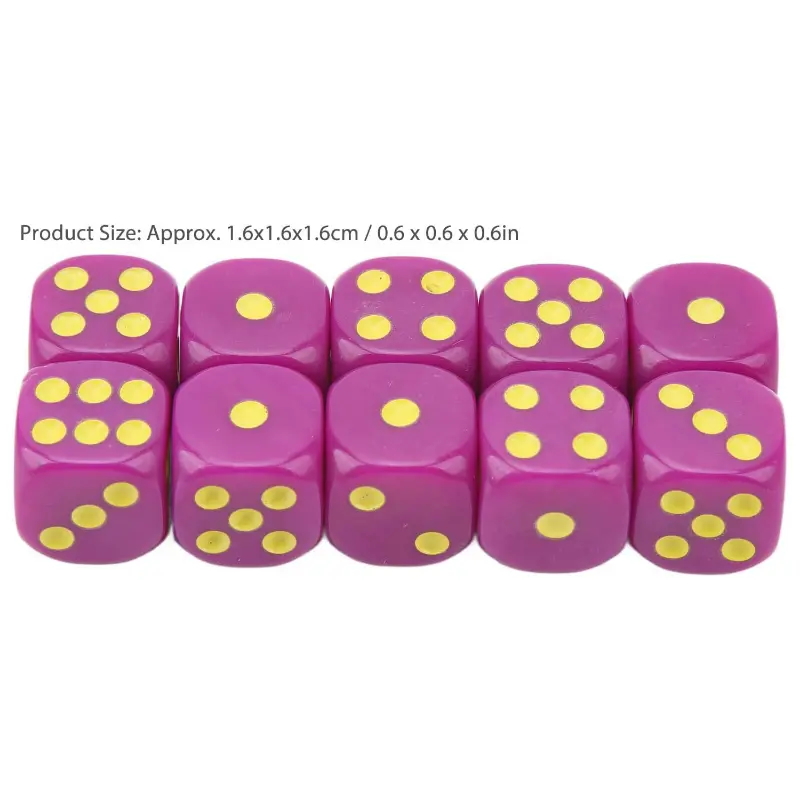 10Pcs/set Purple Dice Export Toy Set Accessories Dice Color Dice Purple Yellow Dots 1.6CM
