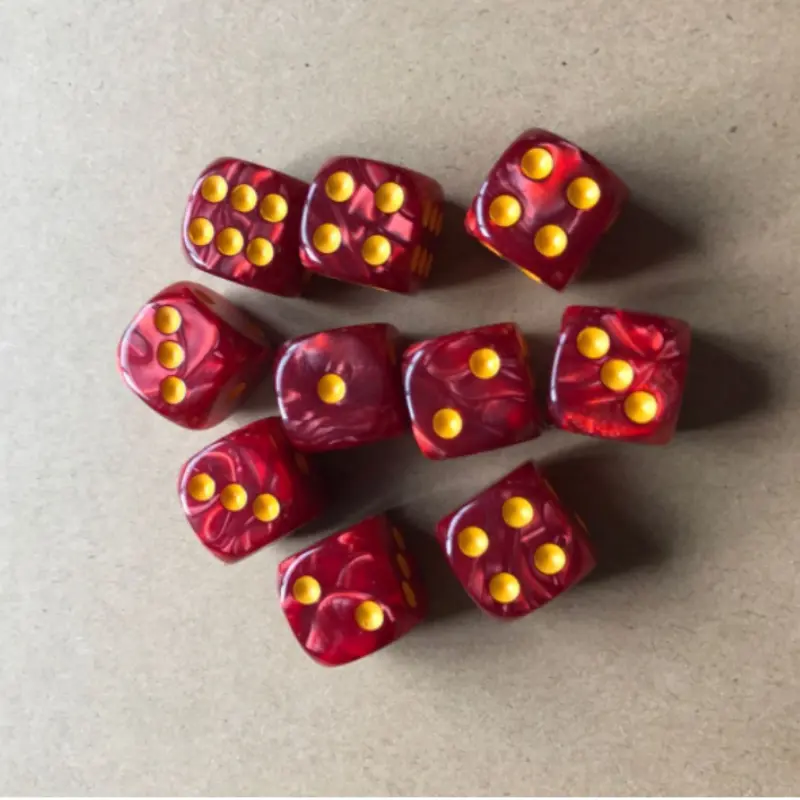 10Pcs/set Foreign Trade Hot Selling 16mm Rounded Pearl Pattern Point Number Dice Regular Digital Dice