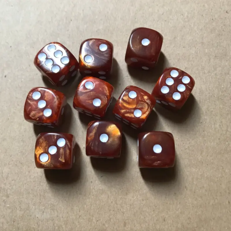 10Pcs/set Foreign Trade Hot Selling 16mm Rounded Pearl Pattern Point Number Dice Regular Digital Dice