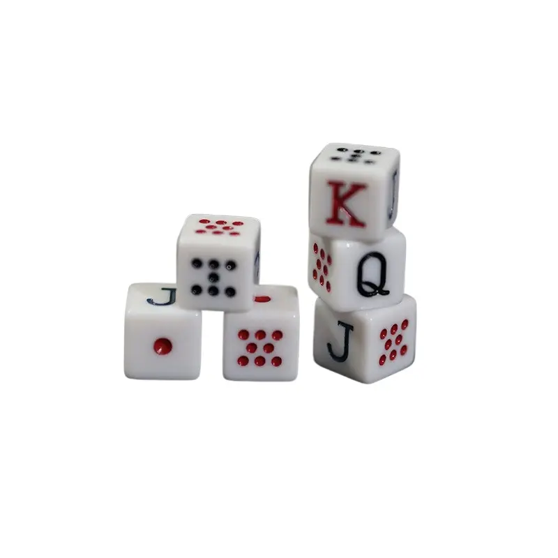 12Pcs/set New Foreign Trade Product Square Corner White Acrylic JQK Color Poker Dice 1.6CM