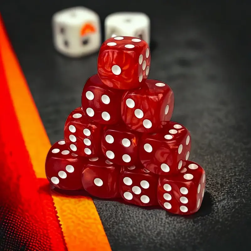 10Pcs/set 16mm Rounded Pearl Pattern Point Dice Regular Number Dice Pearl Pattern Red
