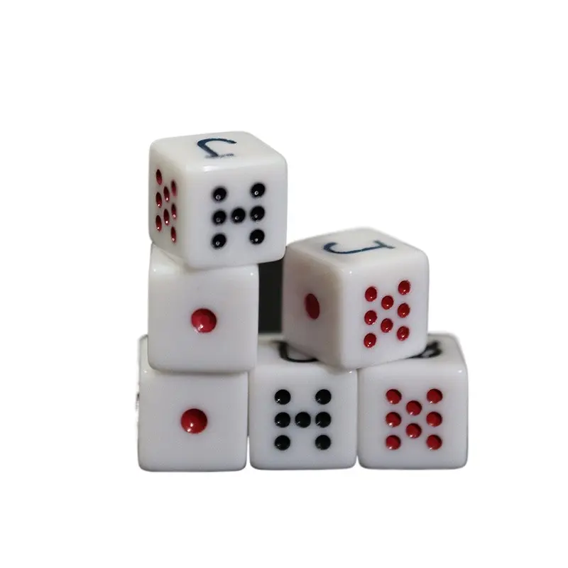 12Pcs/set New Foreign Trade Product Square Corner White Acrylic JQK Color Poker Dice 1.6CM