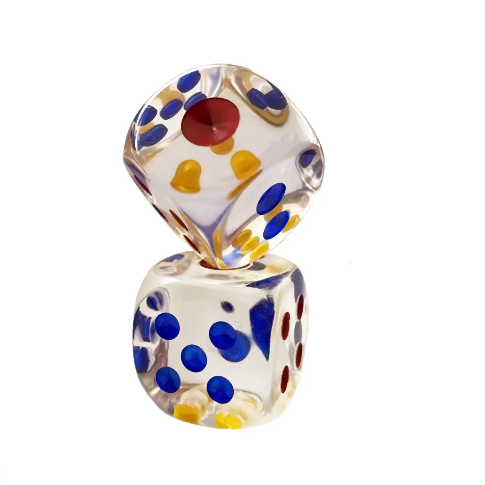 2pcs/Pack Transparent Acrylic Dice 34mm Multicolor #34 Dot Round Corner High Quality Boutique Flying Chess Game Dice