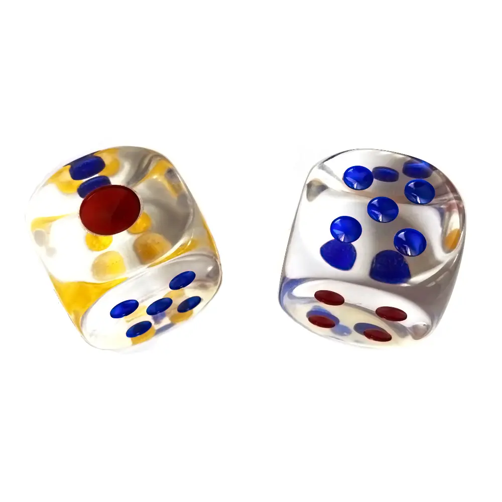 2pcs/Pack Transparent Acrylic Dice 34mm Multicolor #34 Dot Round Corner High Quality Boutique Flying Chess Game Dice