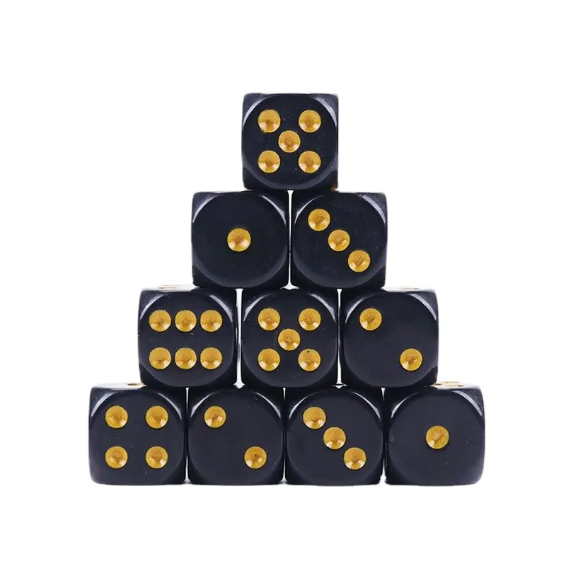 10Pcs/set Cross-border Supply Black Gold Dot Rounded Dice Board Game Mahjong Accessories 1.6CM