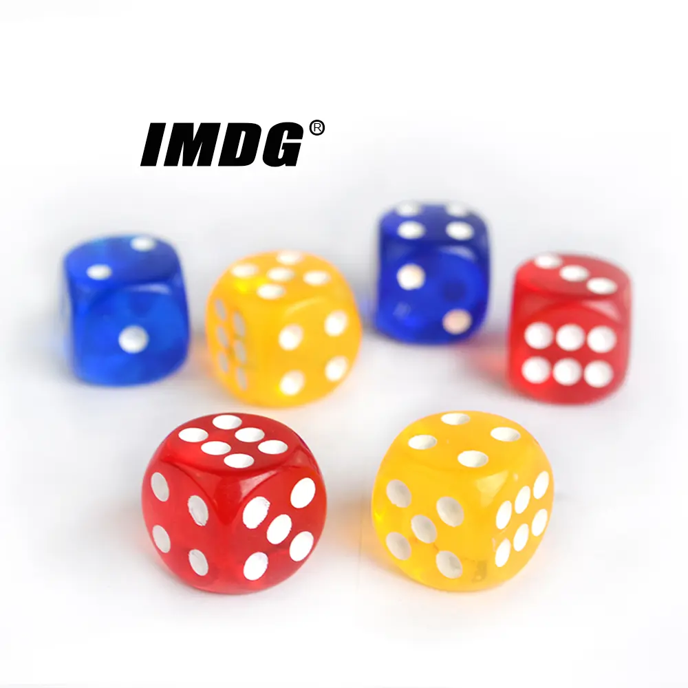 6pcs/Pack New Acrylic Dice 16mm Transparent Round Corner High Quality Boutique Game Dice