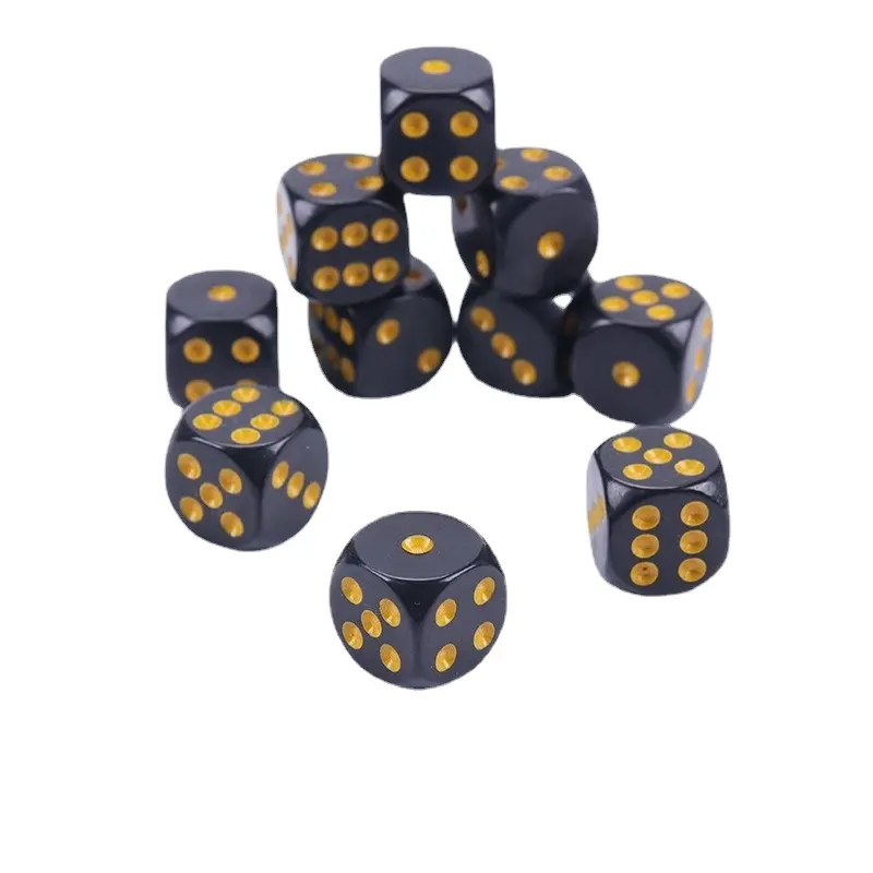 10Pcs/set Cross-border Supply Black Gold Dot Rounded Dice Board Game Mahjong Accessories 1.6CM