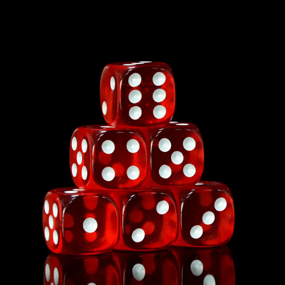 6pcs/Pack New Acrylic Dice 16mm Transparent Round Corner High Quality Boutique Game Dice