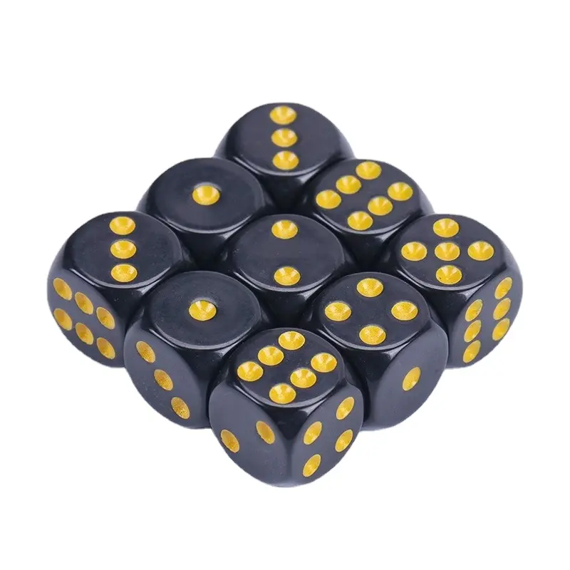 10Pcs/set Cross-border Supply Black Gold Dot Rounded Dice Board Game Mahjong Accessories 1.6CM