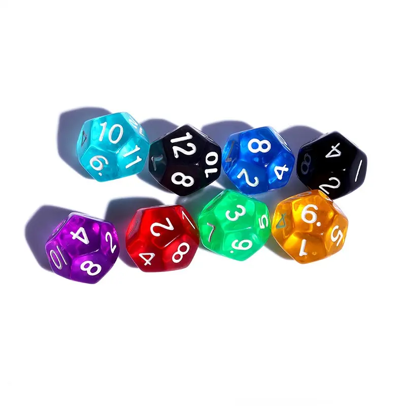 10Pcs/set 12-sided Acrylic Transparent Dice Educational Matching Board Game Game Accessories Digital Dice