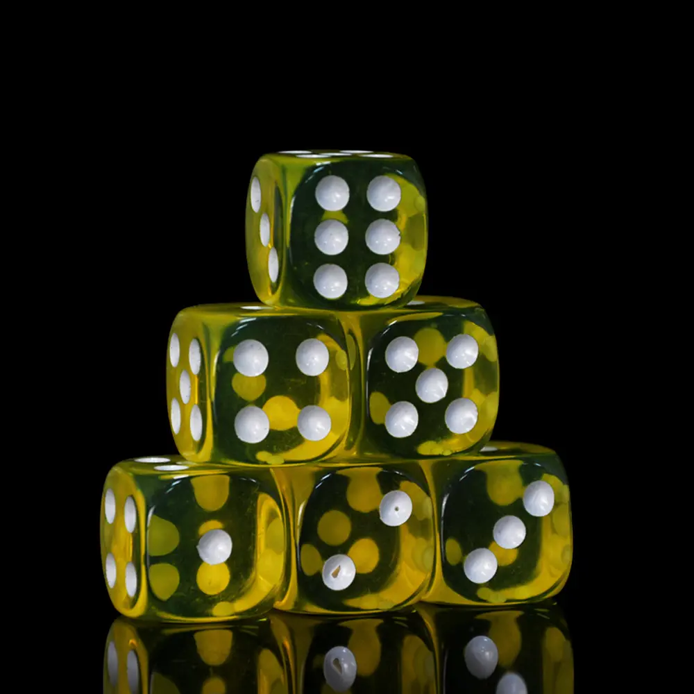 6pcs/Pack New Acrylic Dice 16mm Transparent Round Corner High Quality Boutique Game Dice
