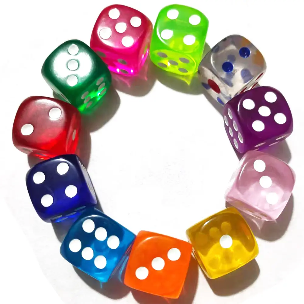 10pcs/Pack Colors Acrylic Dice 18mm Transparent Round Corner #18 High Quality Boutique Game Dice Cubes