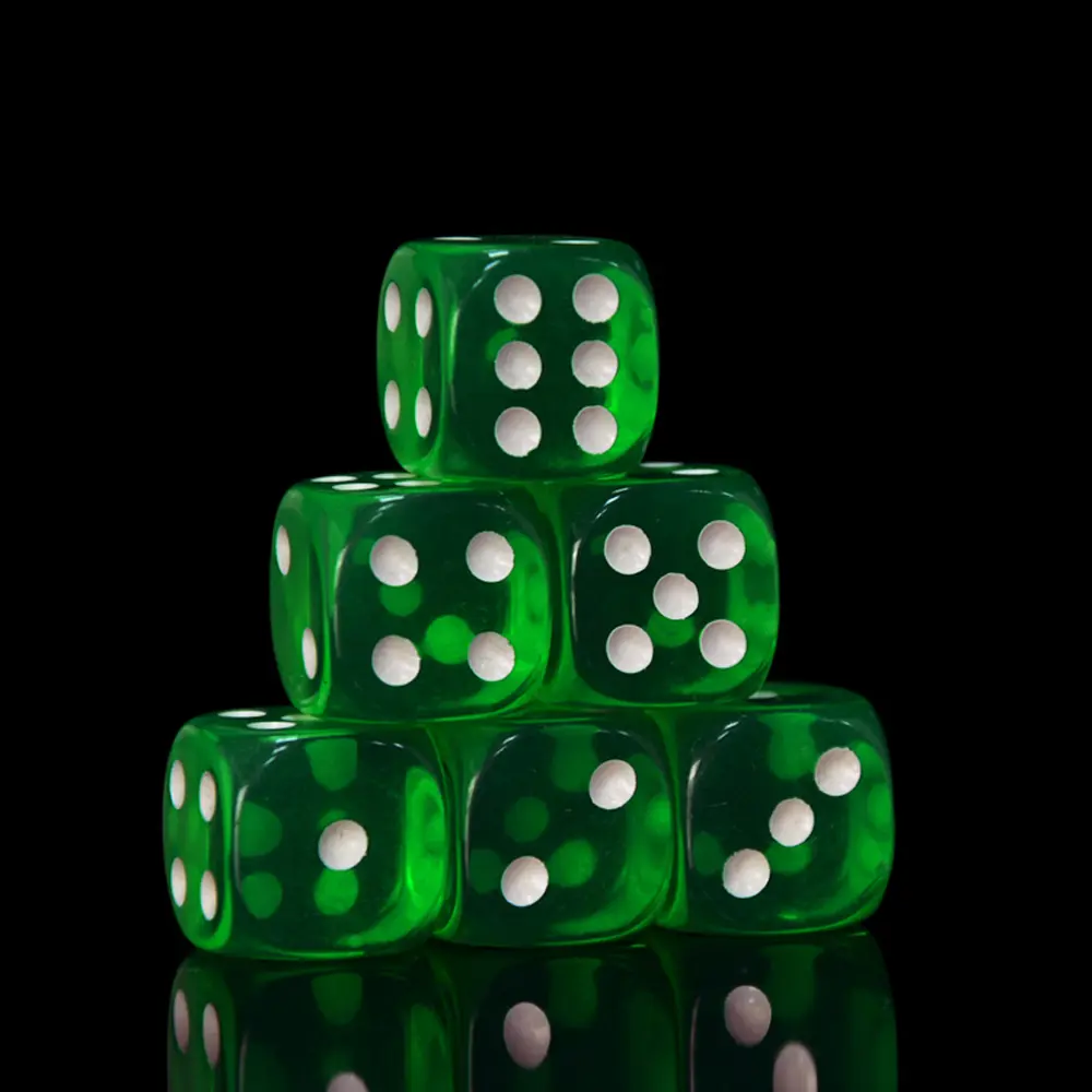 6pcs/Pack New Acrylic Dice 16mm Transparent Round Corner High Quality Boutique Game Dice
