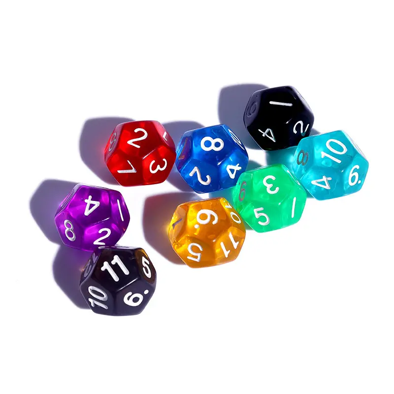 10Pcs/set 12-sided Acrylic Transparent Dice Educational Matching Board Game Game Accessories Digital Dice