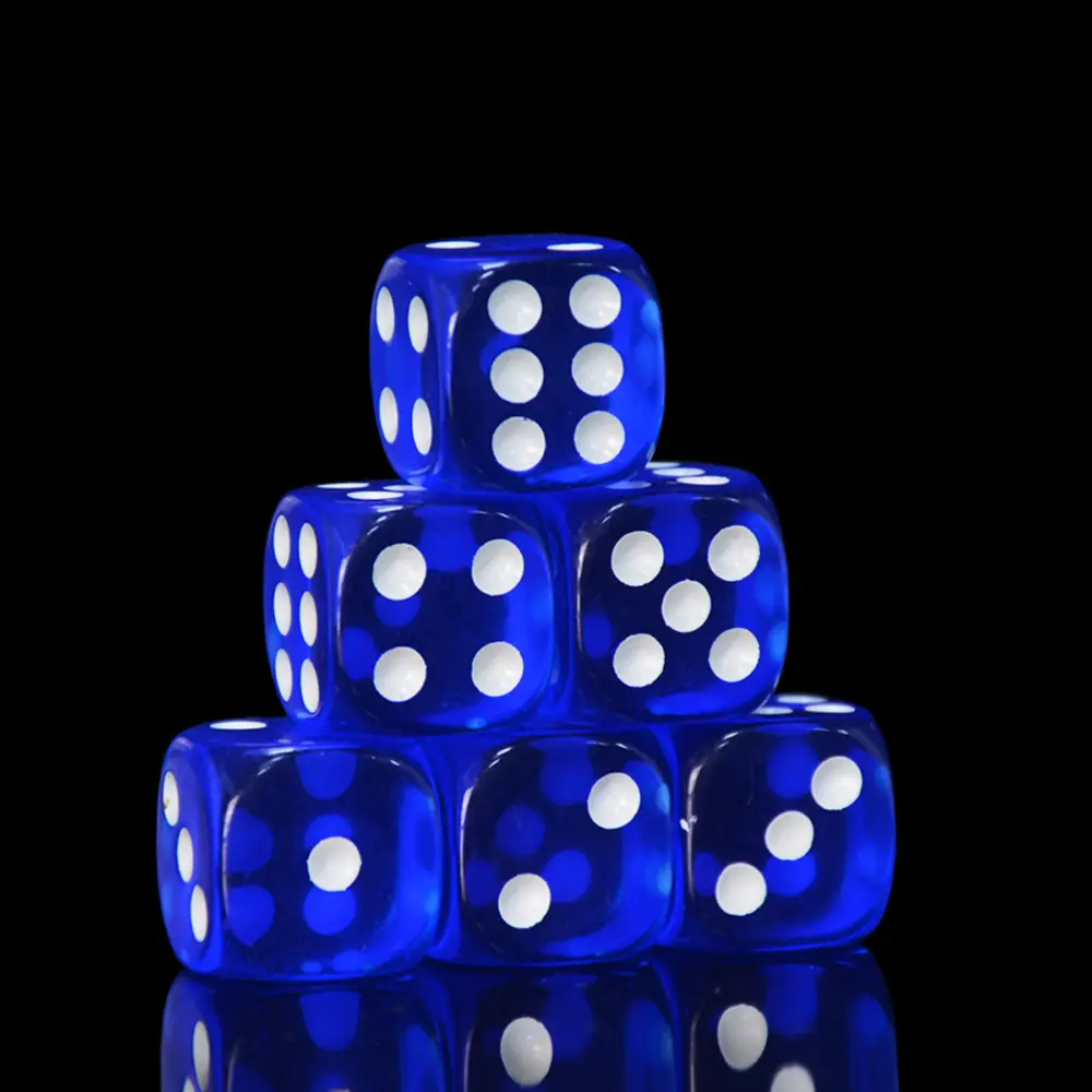 6pcs/Pack New Acrylic Dice 16mm Transparent Round Corner High Quality Boutique Game Dice
