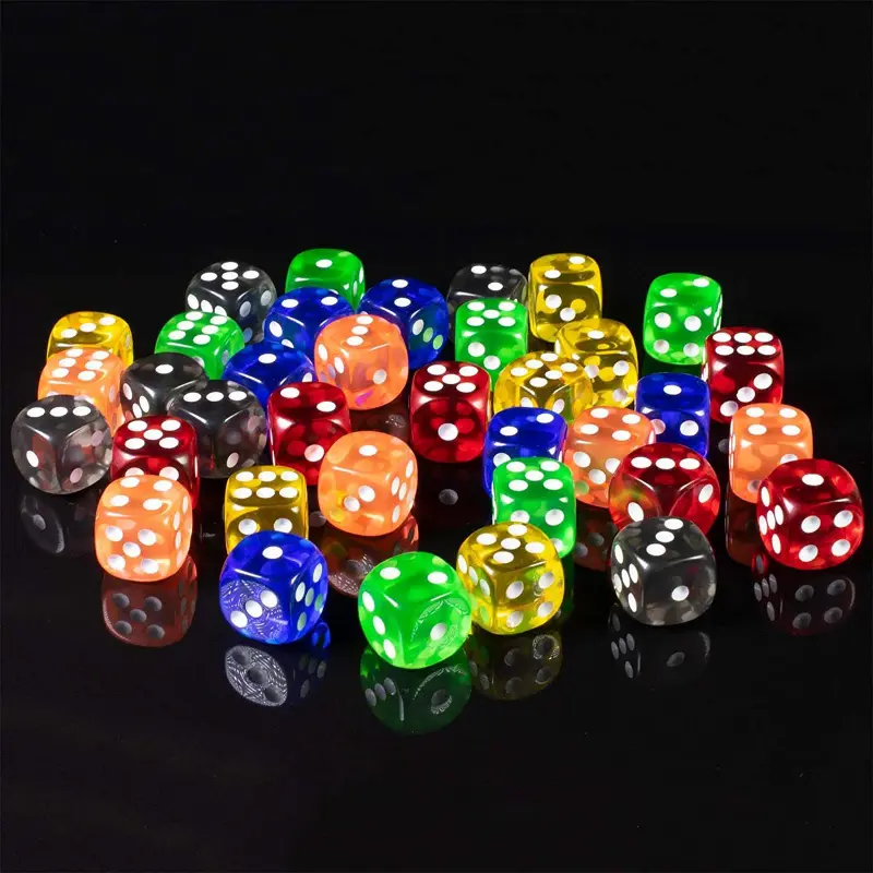 10pcs/Pack Transparent Acrylic Dice 16mm High Quality Multicolour #16 Round Corner Boutique Game Dices Cubes