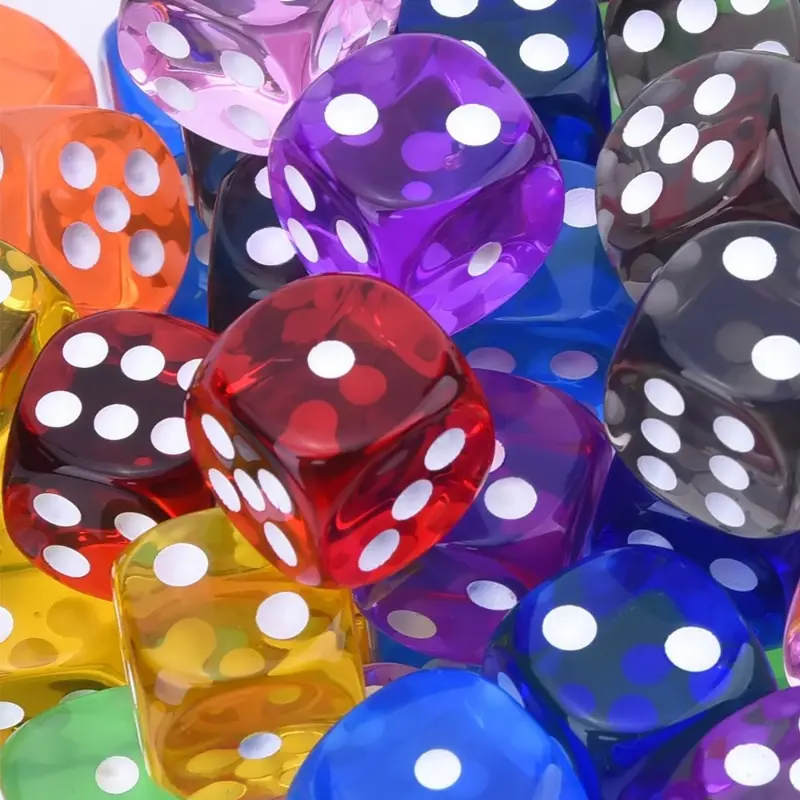 10pcs/Pack Transparent Acrylic Dice 16mm High Quality Multicolour #16 Round Corner Boutique Game Dices Cubes