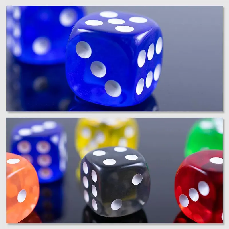 10pcs/Pack Transparent Acrylic Dice 16mm High Quality Multicolour #16 Round Corner Boutique Game Dices Cubes