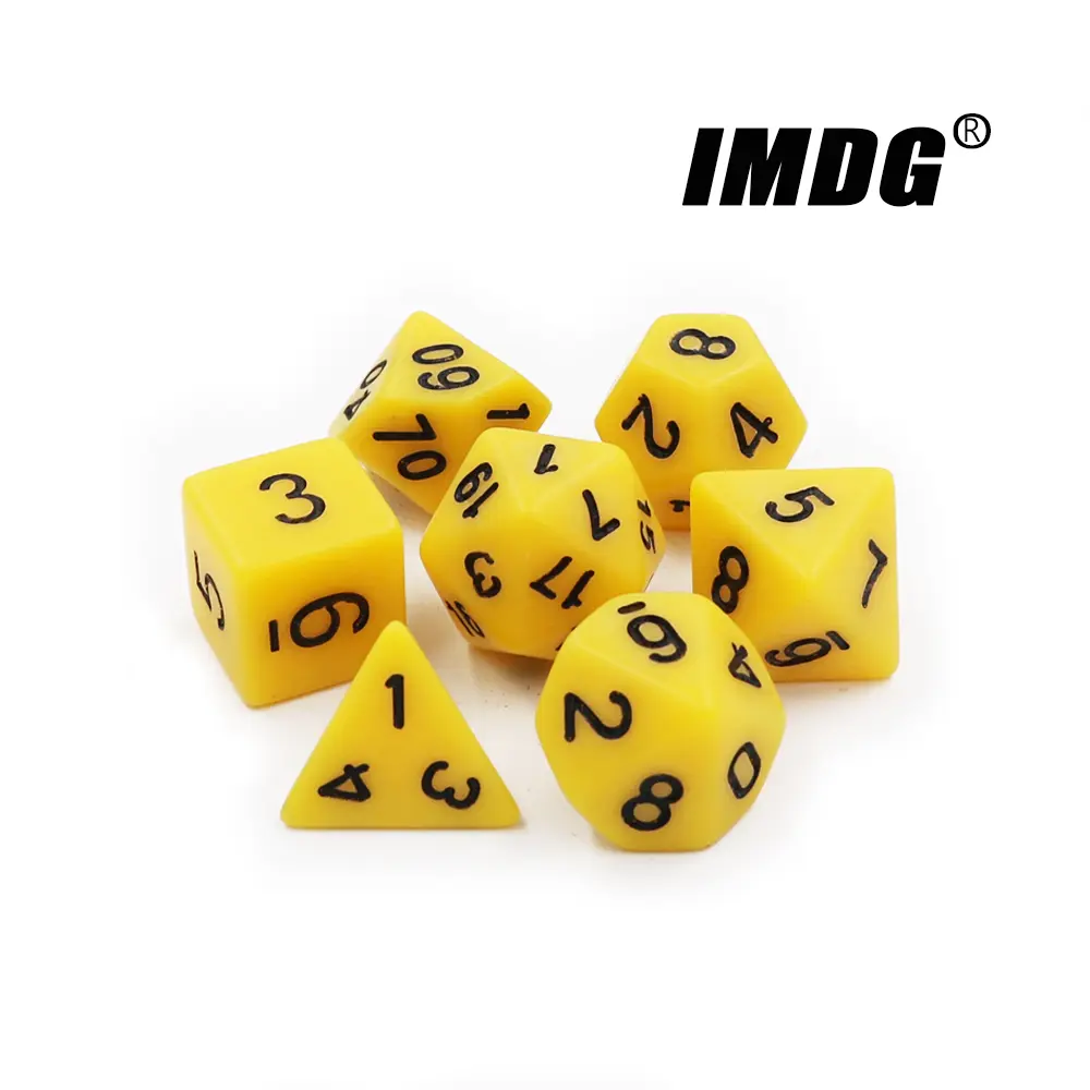 IMDG 7pcs/set RPG Game Dice Polyhedron Acrylic DND Solid Color Multicolor Digital Cubes