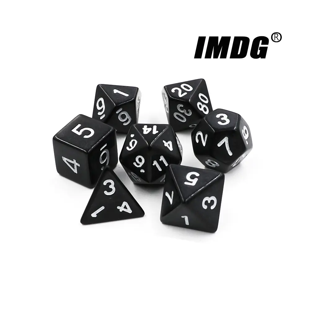 IMDG 7pcs/set RPG Game Dice Polyhedron Acrylic DND Solid Color Multicolor Digital Cubes