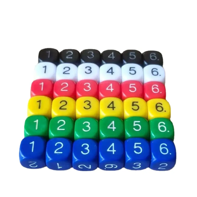 12Pcs/set 2021 Foreign Trade Hot Sale 16mm Rounded Solid Color Color Digital Dice