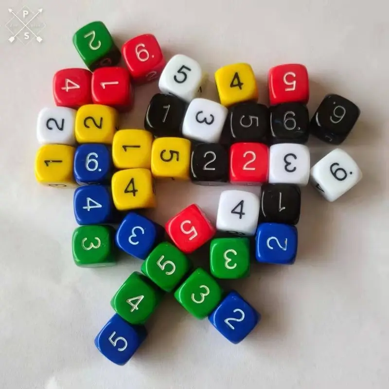 12Pcs/set 2021 Foreign Trade Hot Sale 16mm Rounded Solid Color Color Digital Dice