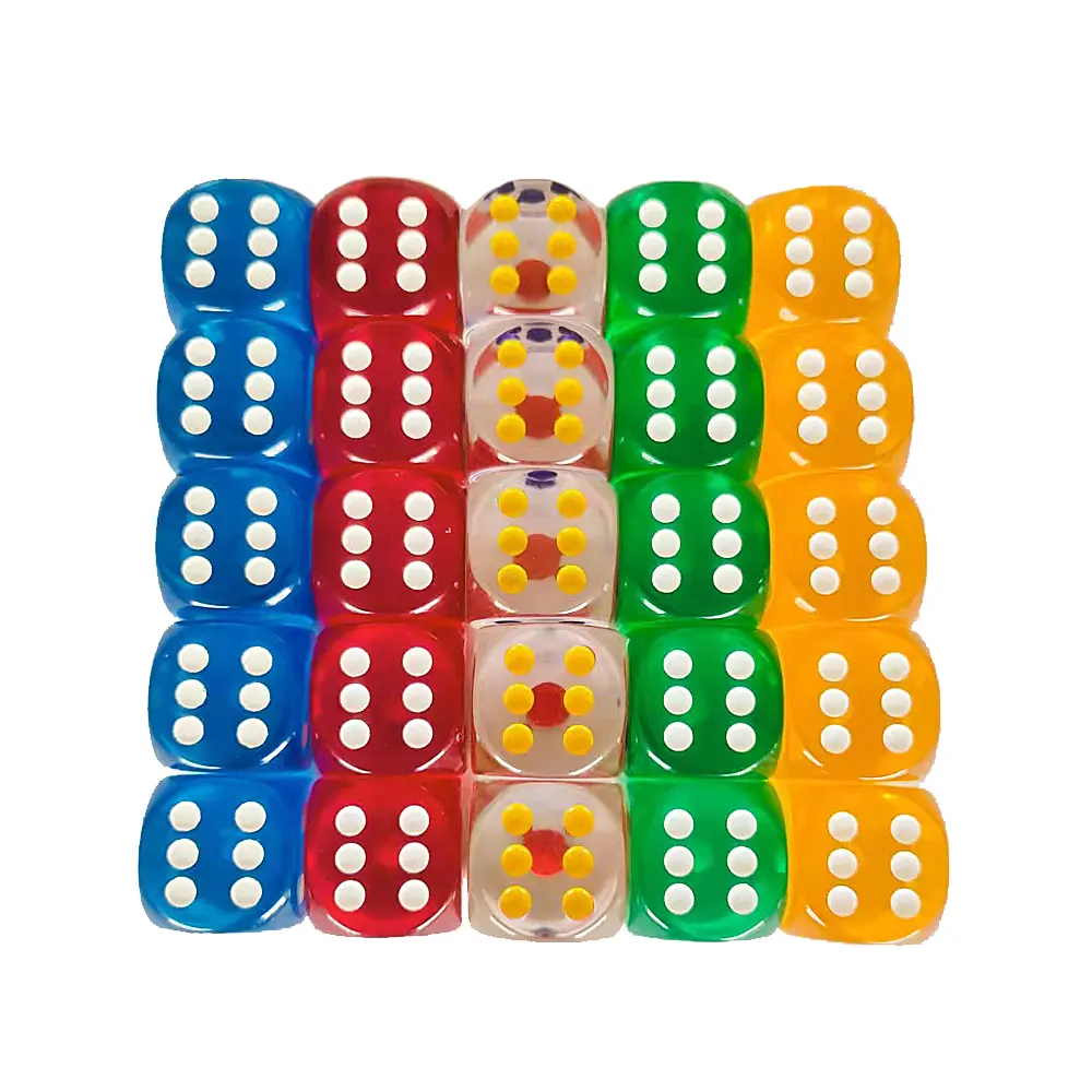 5pcs/Pack 24mm Acrylic Dice D6 Rounded Corner #24 Transparent Colors Game Cubes Accessories
