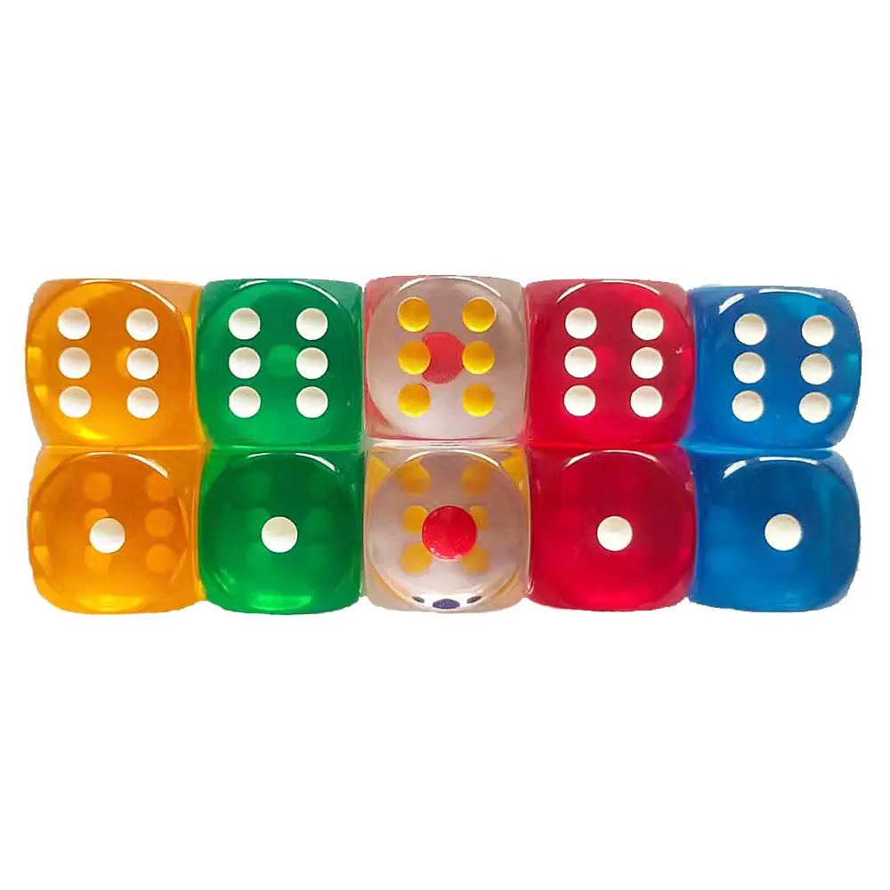 5pcs/Pack 24mm Acrylic Dice D6 Rounded Corner #24 Transparent Colors Game Cubes Accessories