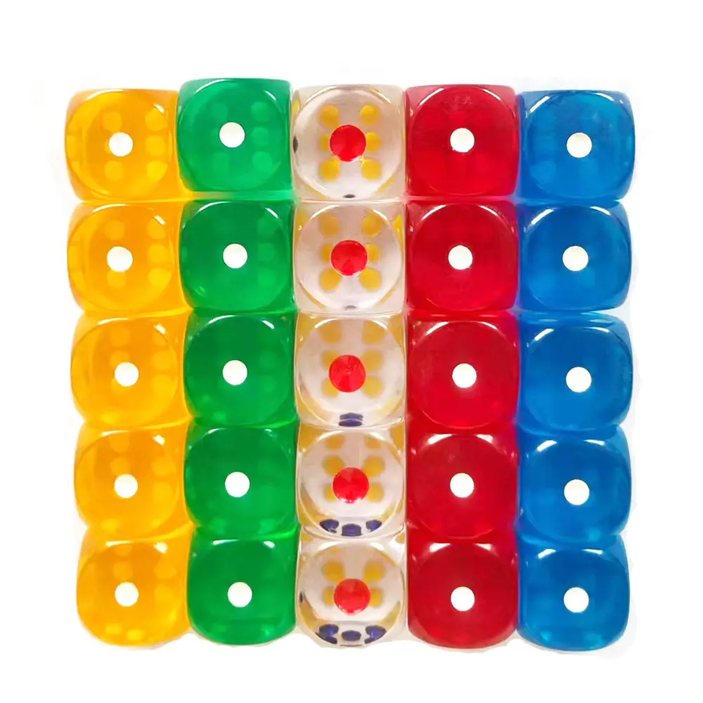 5pcs/Pack 24mm Acrylic Dice D6 Rounded Corner #24 Transparent Colors Game Cubes Accessories
