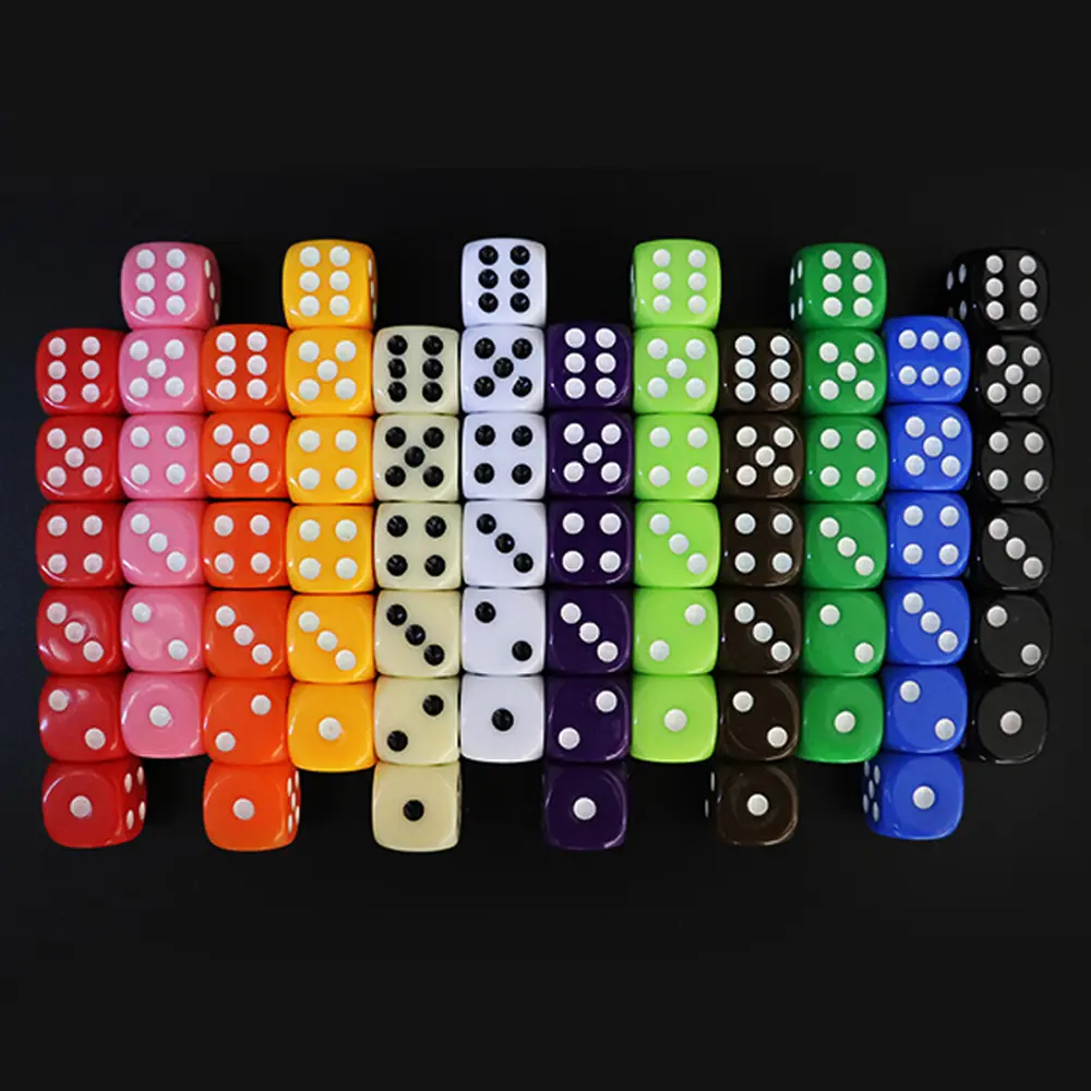 10pcs/pack New Acrylic Dots Dice 16mm Round Corner Multicolor Board Game Mahjong Accessories Cubes 1.6CM