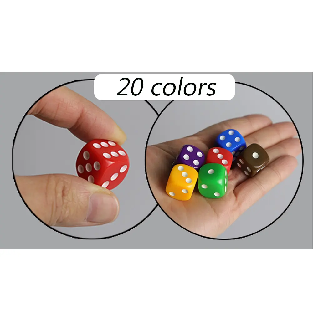 10pcs/pack New Acrylic Dots Dice 16mm Round Corner Multicolor Board Game Mahjong Accessories Cubes 1.6CM