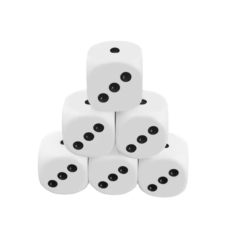 6Pcs/set High-grade Resin Dice 16mm Rounded Corners White Dots Dice Bar KTV Dice Minimum 1 Point Maximum 3 Points