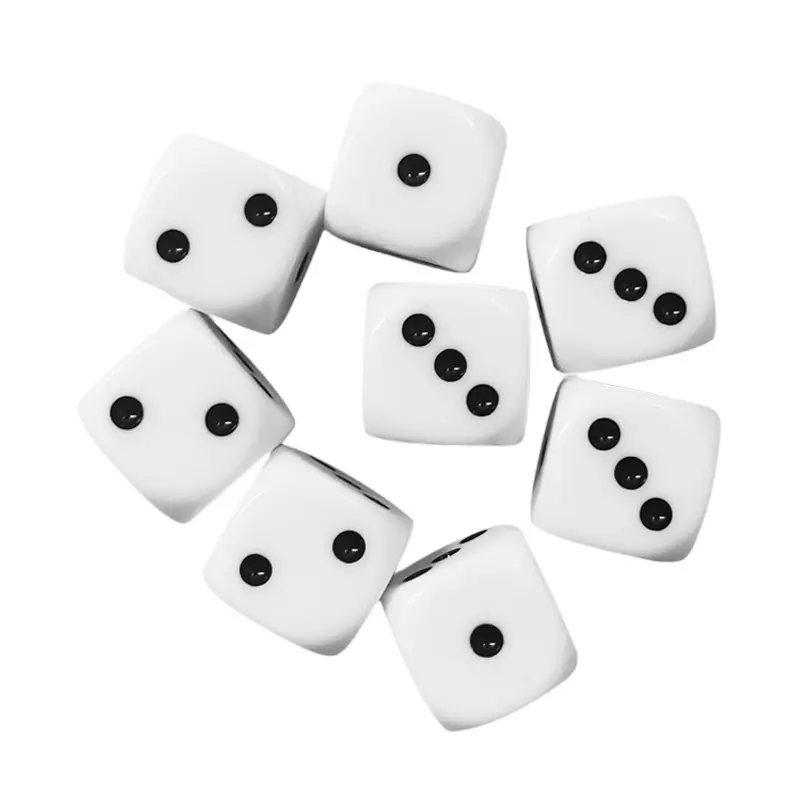 6Pcs/set High-grade Resin Dice 16mm Rounded Corners White Dots Dice Bar KTV Dice Minimum 1 Point Maximum 3 Points