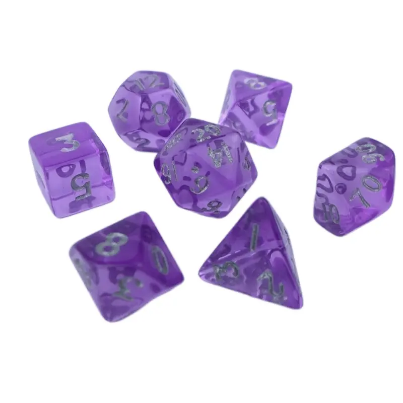 A Set of 7 New Acrylic Dice Board Games, Polyhedral Dice Mini Series