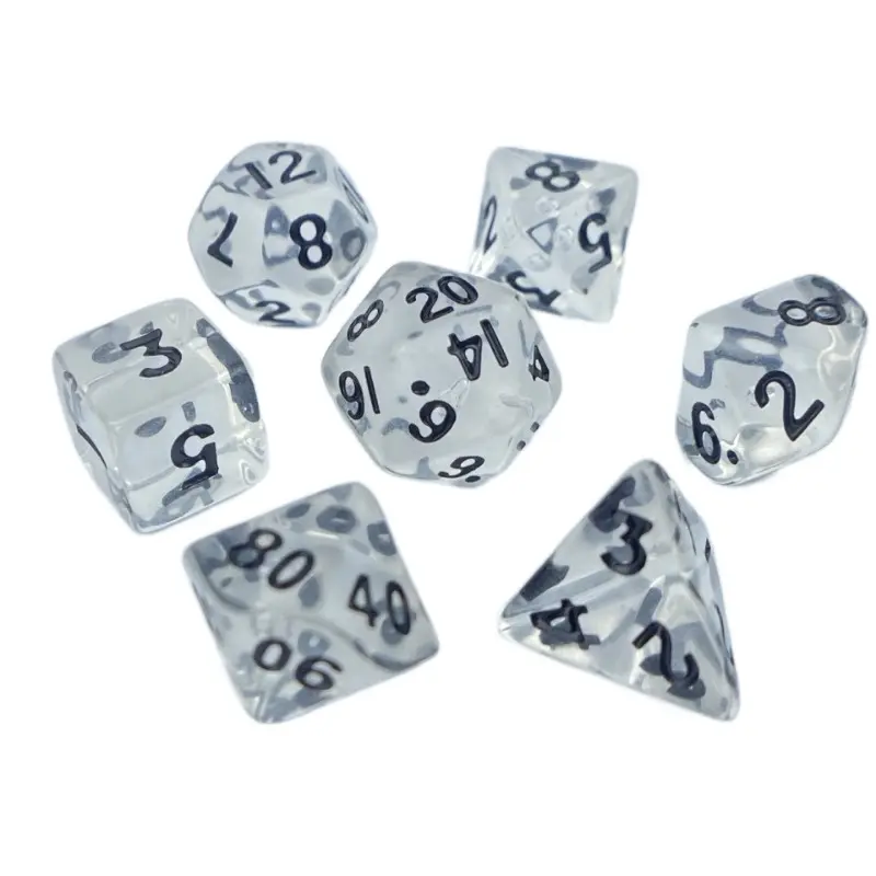A Set of 7 New Acrylic Dice Board Games, Polyhedral Dice Mini Series